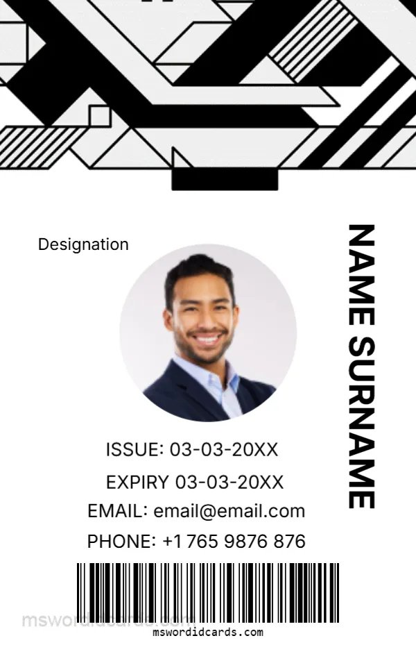 Black and White ID Card Template