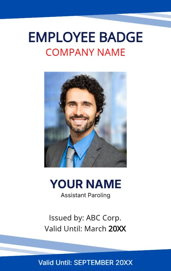 Blue and White ID Badge -Editor