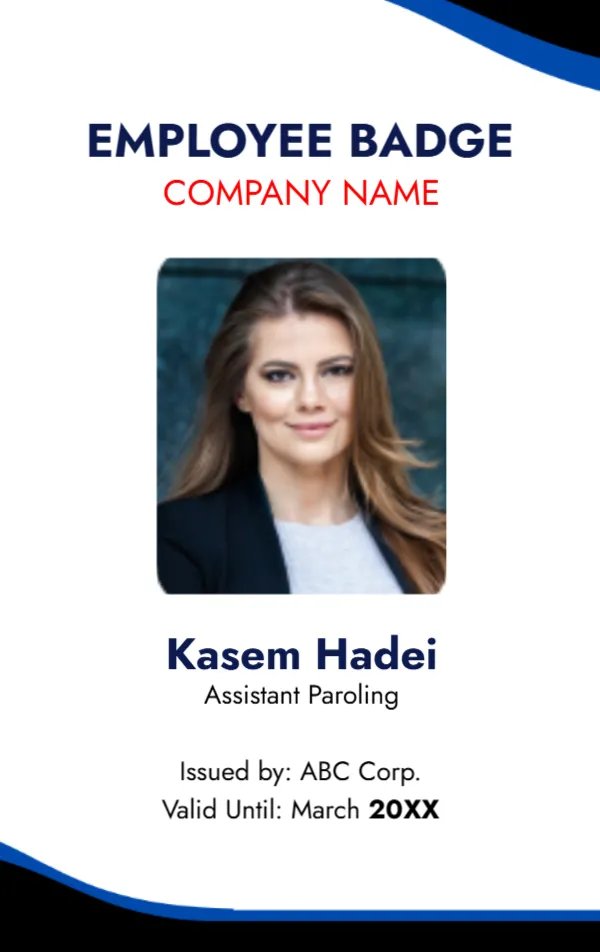 Blue and White ID Badge -Editor