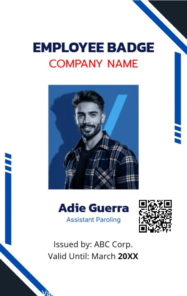 Blue and White ID Badge -Editor