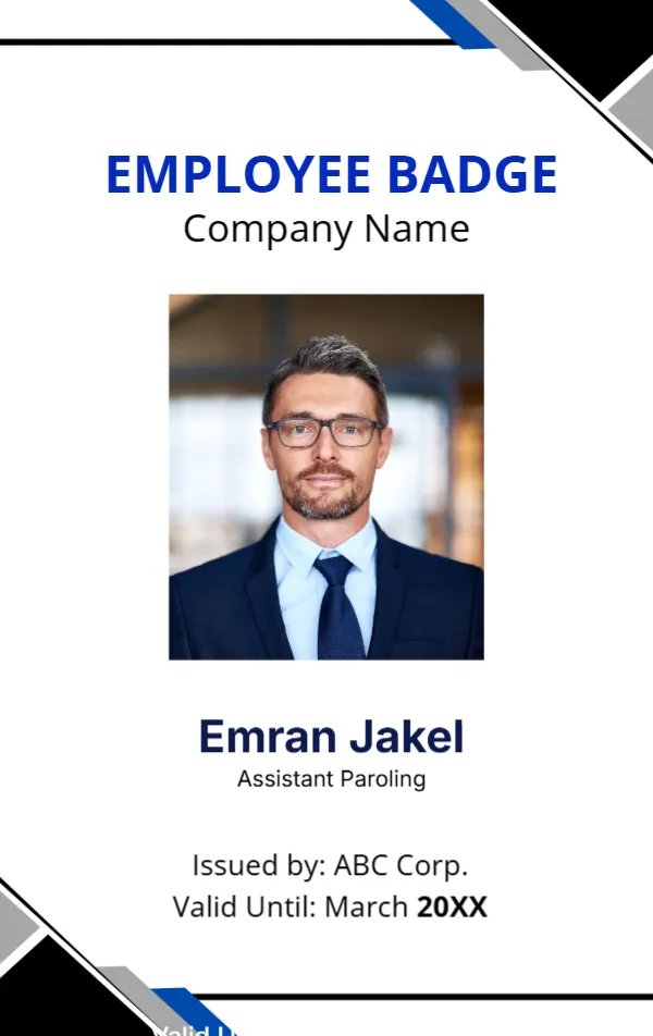 Blue and White ID Badge -Editor